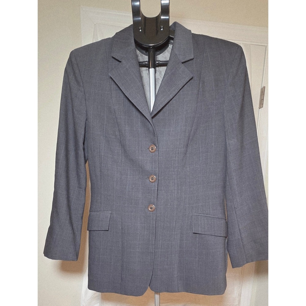 RJ Classics‎ Essential Collection Grey Plaid Equestrian Show Coat Blazer Size 8L